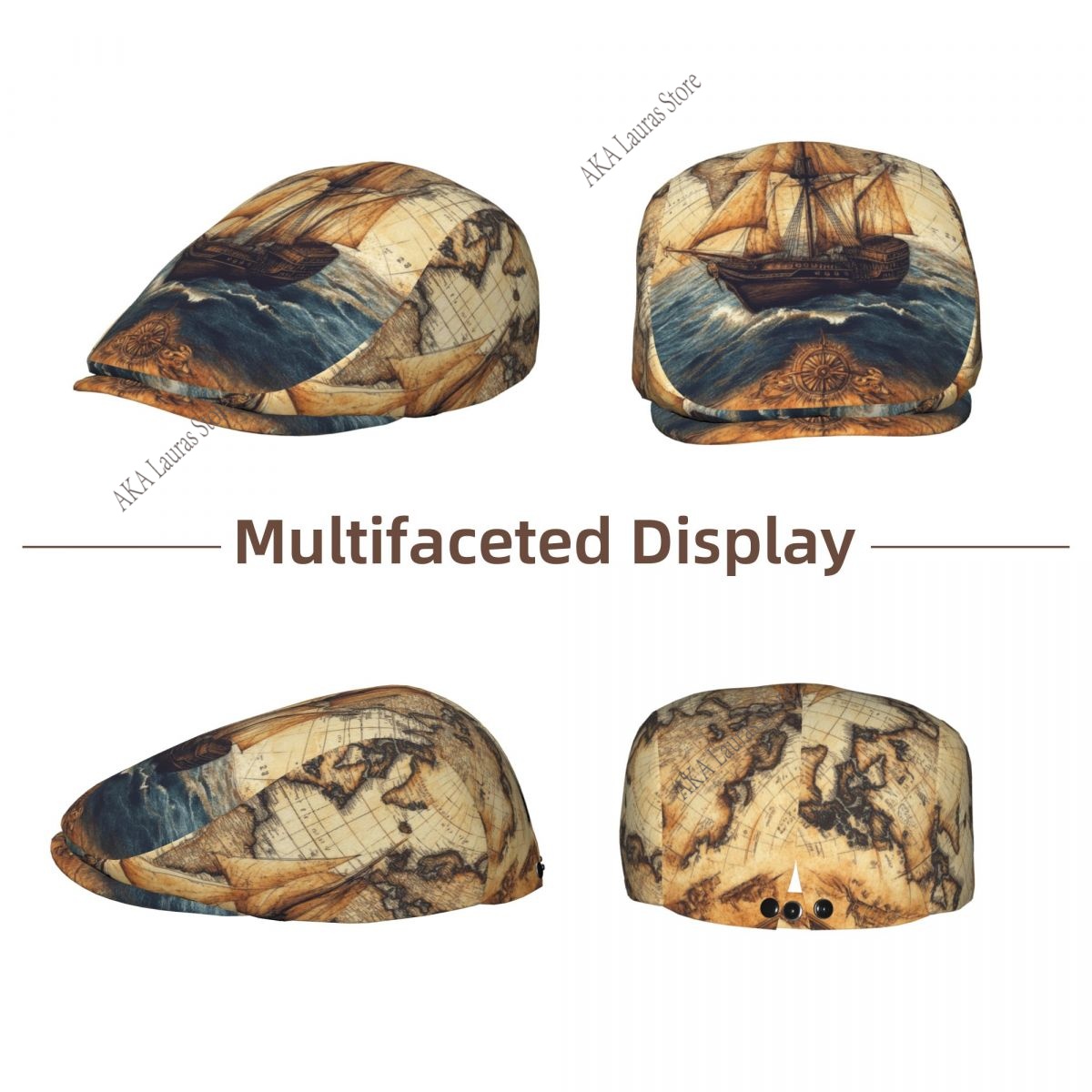 Newsboy Cap Vintage World Map  - đánh giá và giá Newsboy Cap Ivy