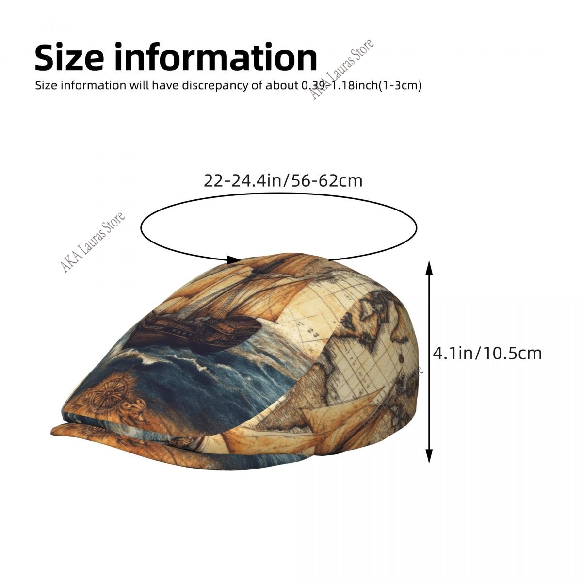 Newsboy Cap Vintage World Map  - đánh giá và giá Newsboy Cap Ivy