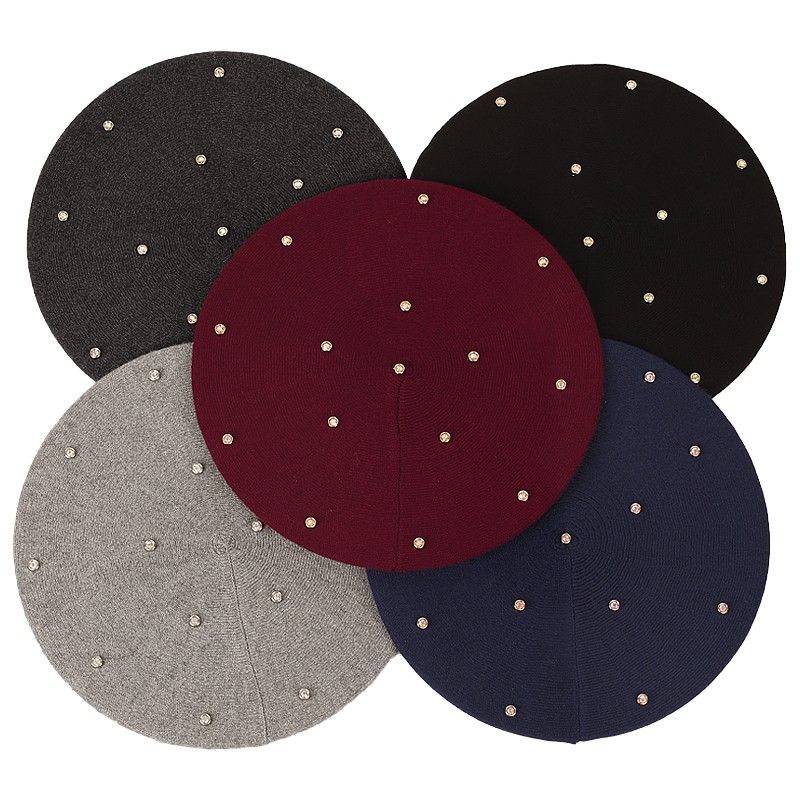 Women's Colour Rhinestones Ber - đánh giá và giá Beret French Wool