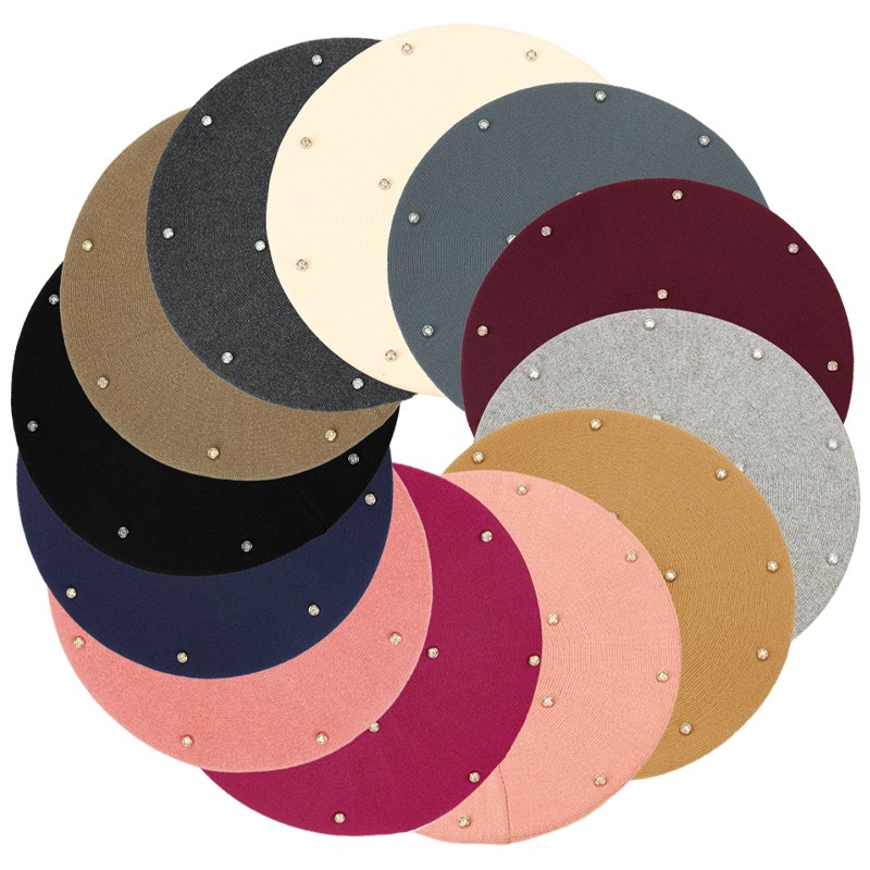 Women's Colour Rhinestones Ber - đánh giá và giá Beret French Wool