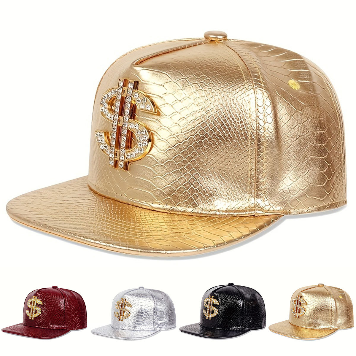 Leather Metallic Dollar Sign B - đánh giá và giá Snapback Hat Flat