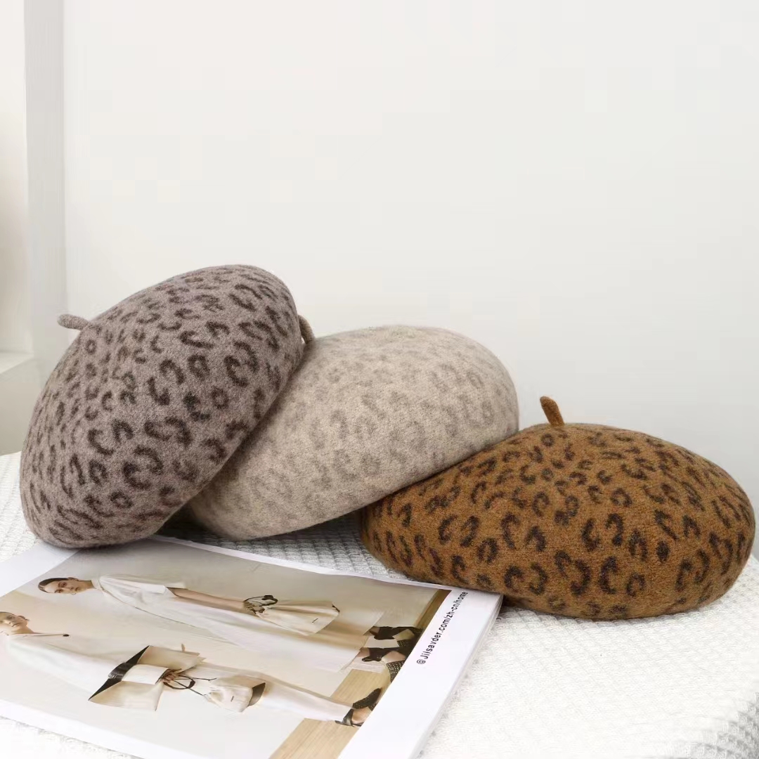 New Leopard Print Autumn Winte - đánh giá và giá Beret French Wool