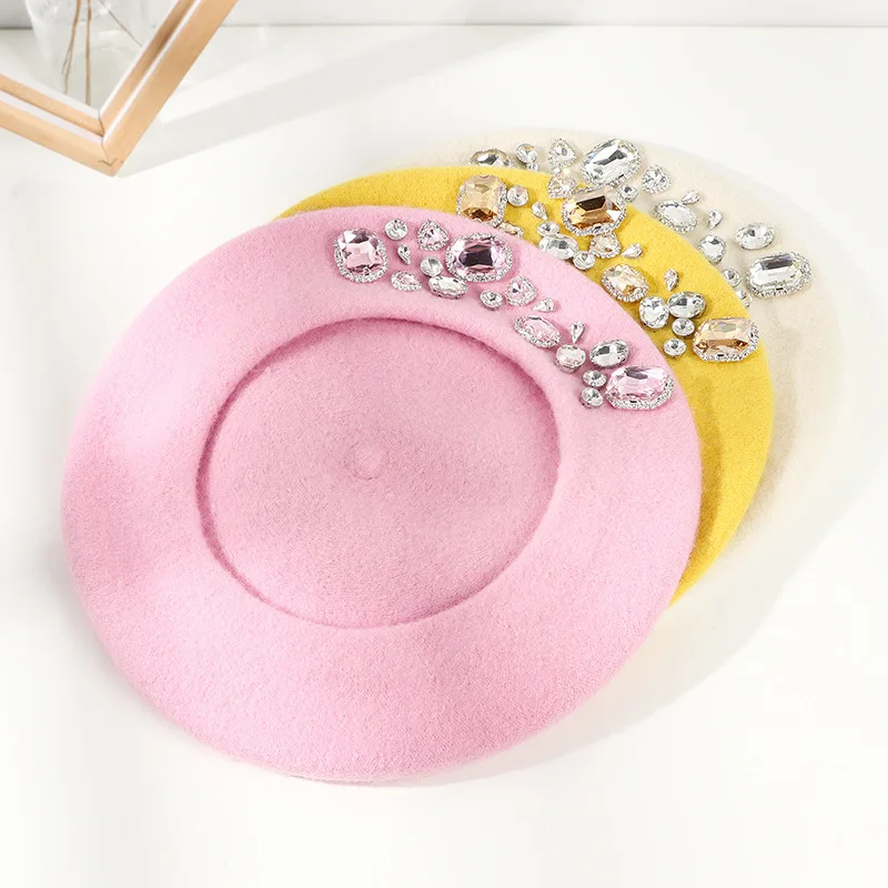 French Beret Thick Rhinestone  - đánh giá và giá Beret French Wool