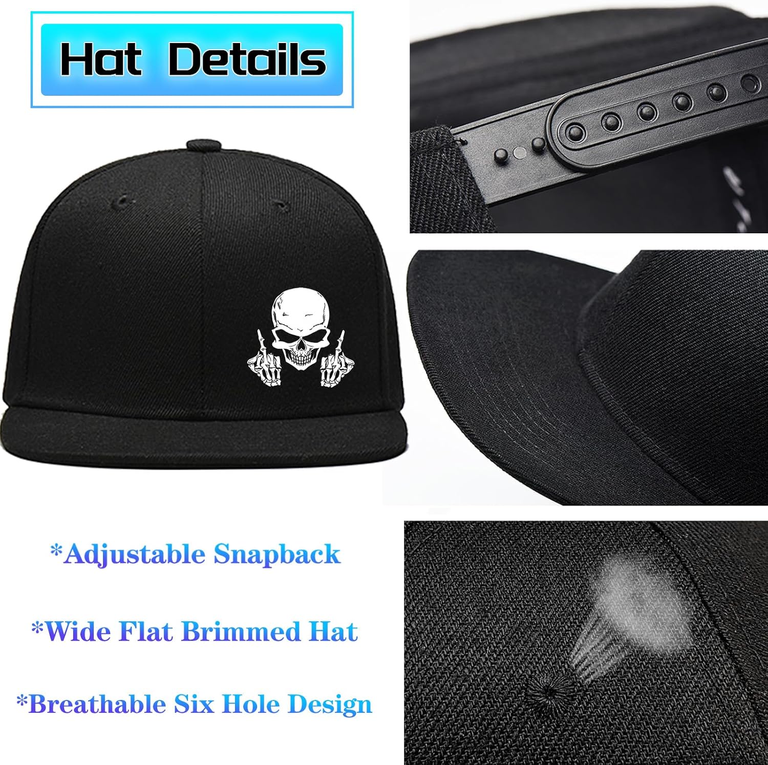 Skull Middle Finger Snapback H - đánh giá và giá Snapback Hat Flat
